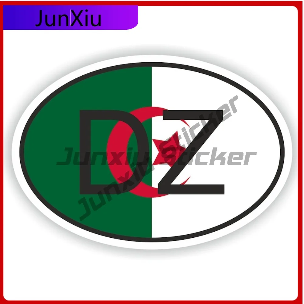 

Algeria Oval Country Code Dz Flag National Emblem With White Border Vinyl Decals Scratch Cover Stickers Decorative Decals Suv