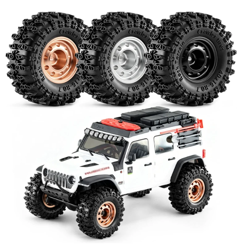 1/30 Axial SCX30 0.7 Inch RC Wheels and Tires Compatible with Ford Mustang Jeep Wrangler K10 Crawler