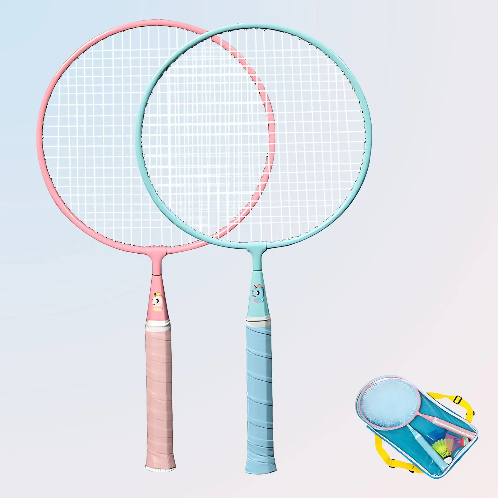

Badminton Racket for Kids, Lightweight Badminton Racquet Set with 2 Shuttlecocks, Alloy Durable Racket for Kids Indoor/Outdoor