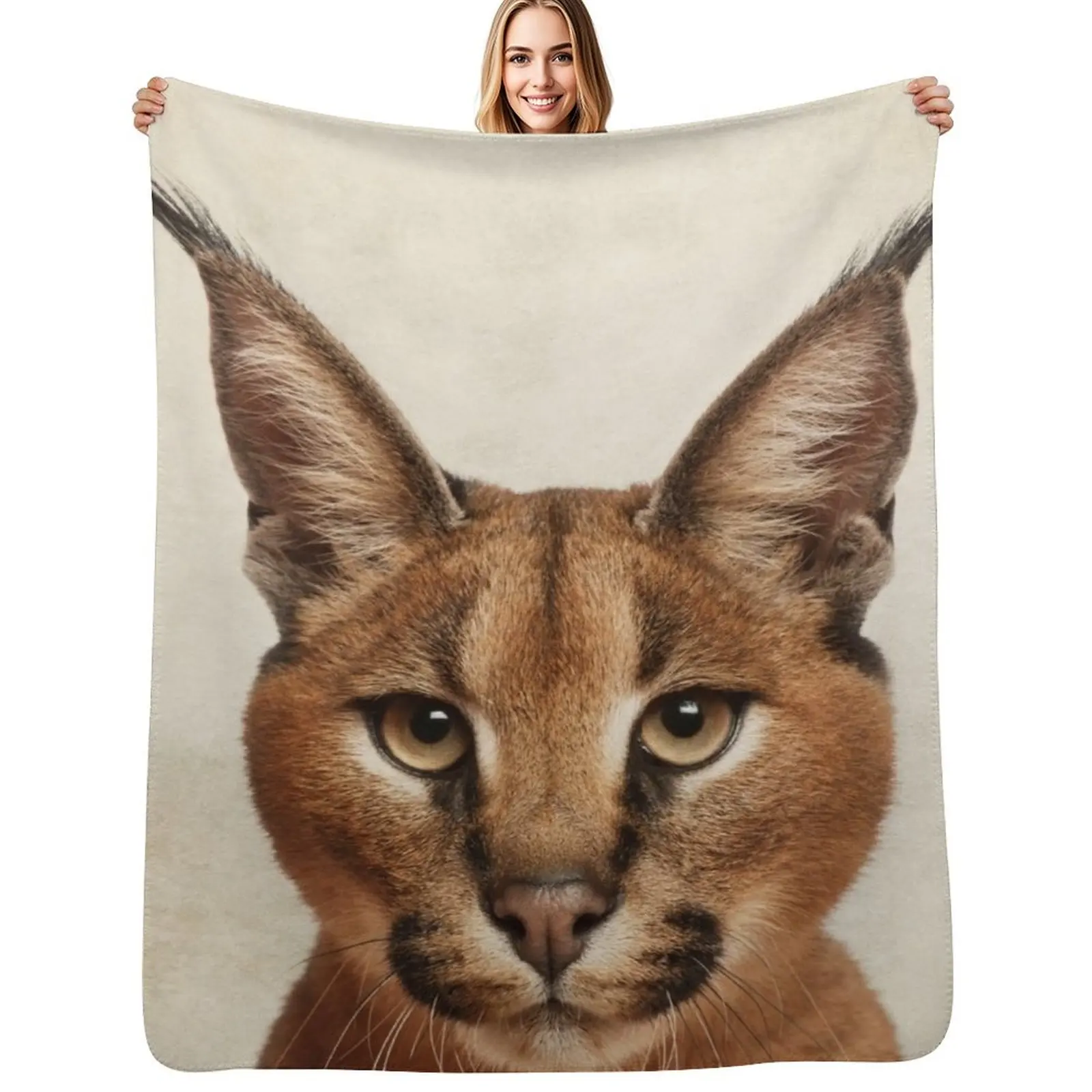 Caracal Cat Art, Manta con diseño de retrato de animal de la sabana, manta suave y ligera para todas las estaciones, para cama