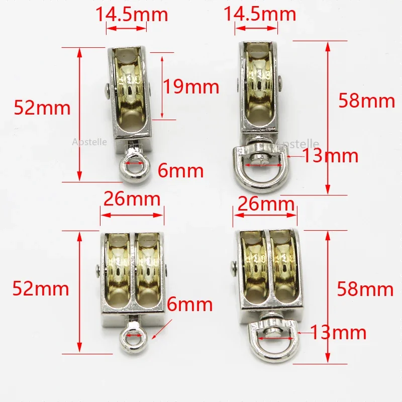 36/48/52/58/75/86mm Lifting Rope Roller Pulley Wheel Climbing Mini Pulleys Metal Sheave Zinc Alloy Katrol Wiel