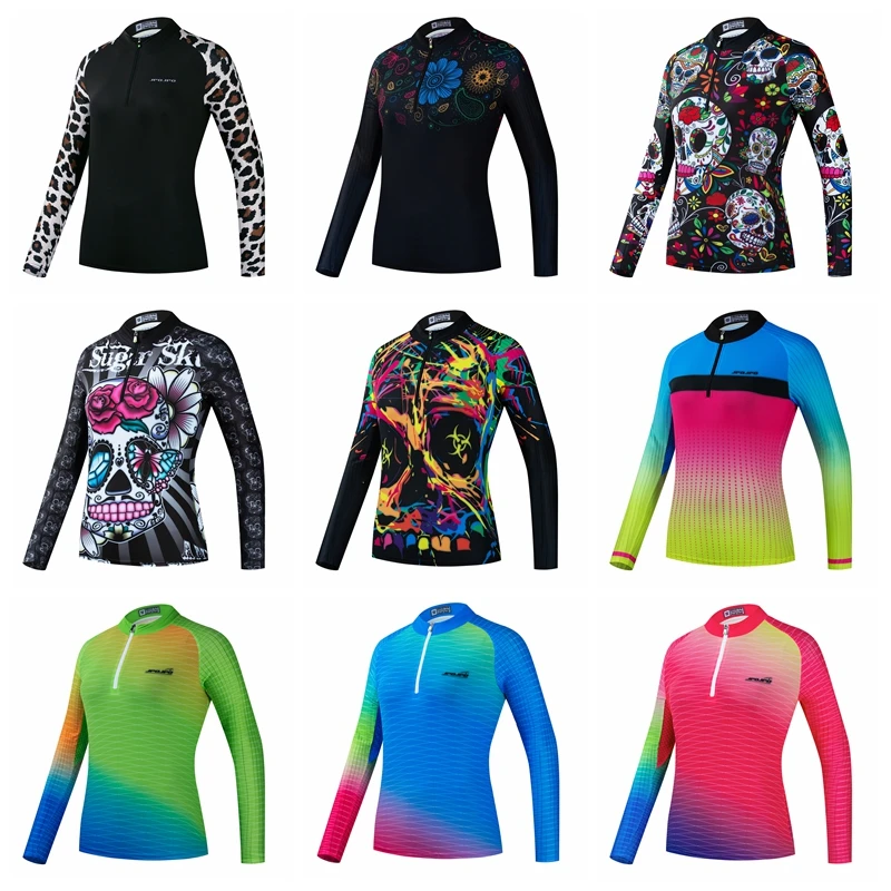 Women Cycling Jersey Tops Long Sleeve Mountain Bike Racing Horse Racing Clothing Autumn Bicycle Shirt MTB Mujer Maillot Ciclismo