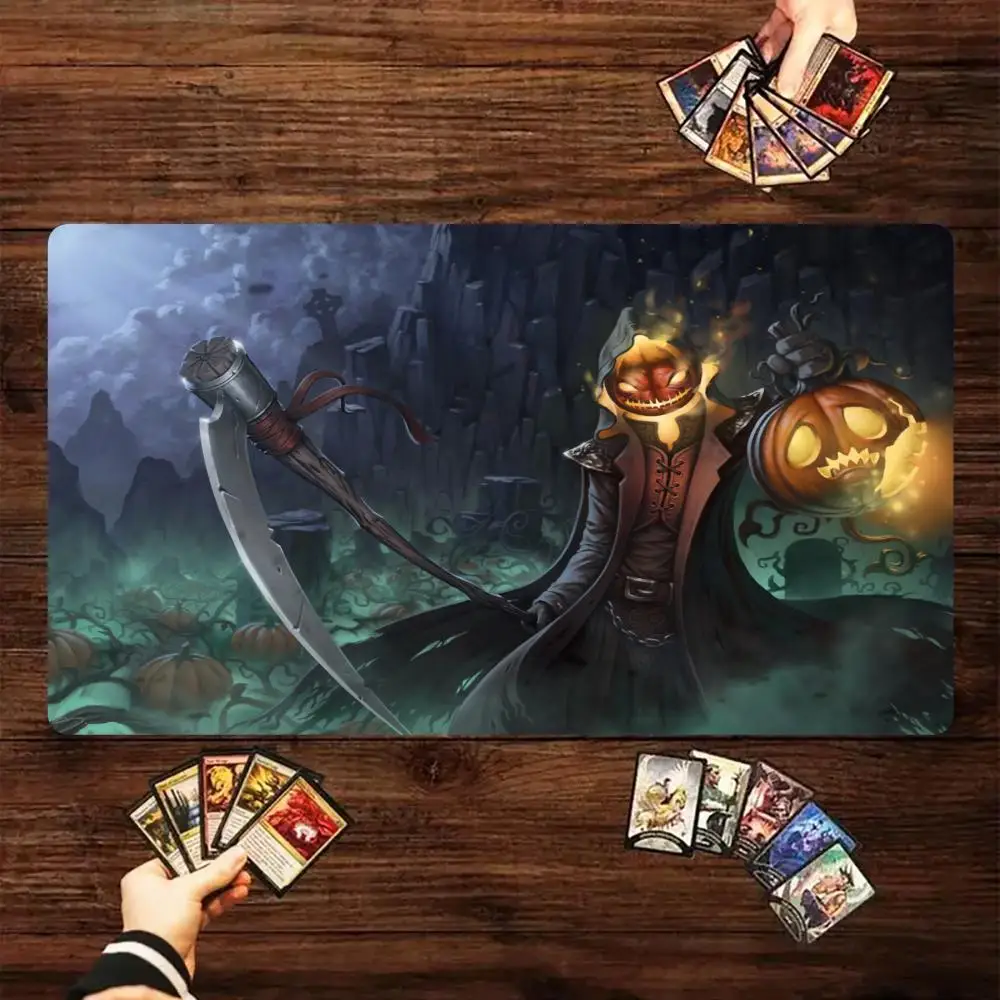 

MTG Playmat Horror голова тыквы тема волшебная карта боевой коврик 35X60 см настольный коврик tapete Magic mtg Нескользящий прочный сшитый край