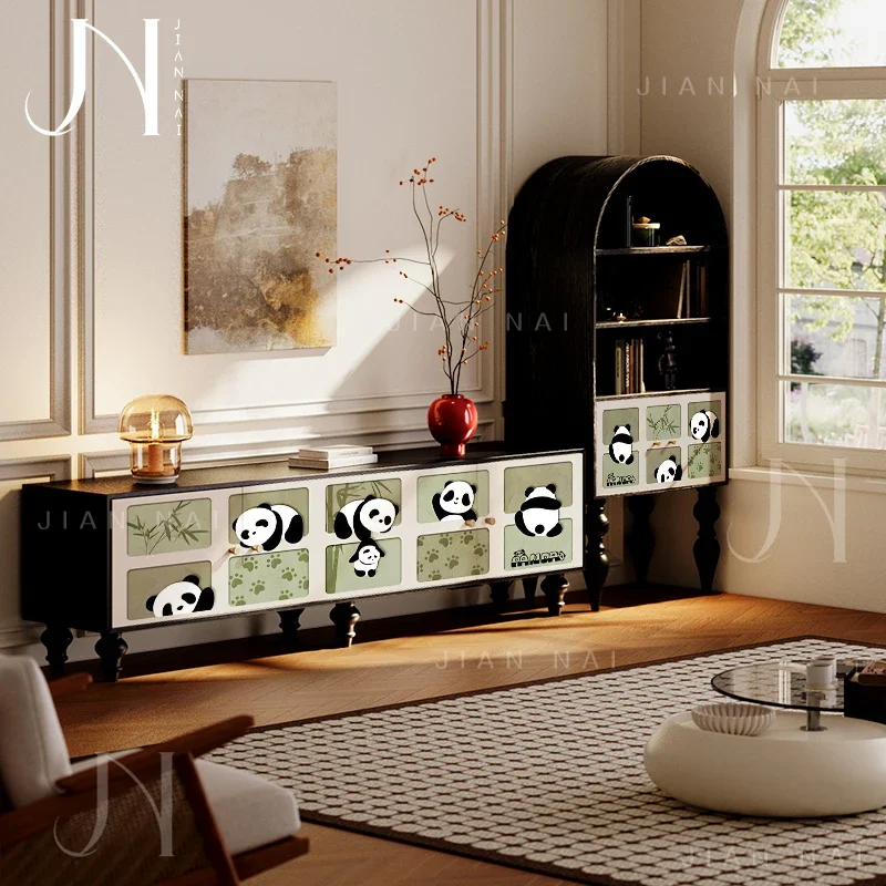 TAO French solid wood TV cute panda living room against the wall combination hall cabinet dining room drawer cabinet storage sto