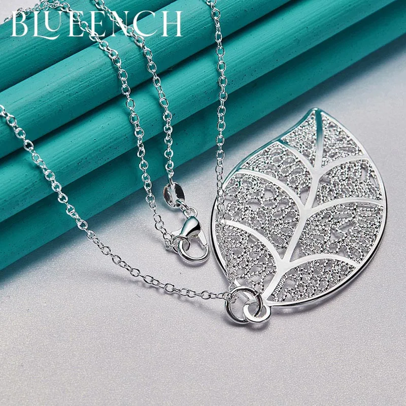 

Blueench 925 Sterling Silver Hollowed Out Leaf Pendant Necklace Suitable For Women'S Wedding Party Fashion Jewelry