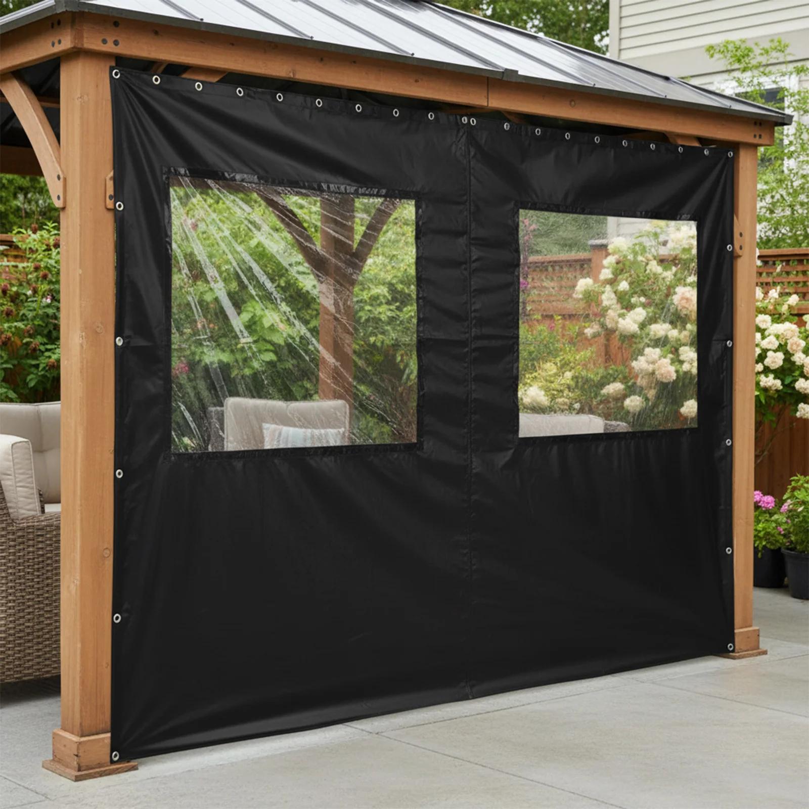

Gazebo Curtain, 8x12 FT Windproof Waterproof Door Curtain, 244x366 cm Outdoor Patio Canopy Sidewall, for Privacy Protection