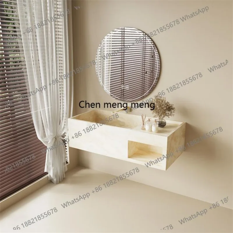 Certified Premium Mid-Century Wall Vanity: Natural Rosy Quartz Marble w/Scratch-Resistant Ultra Narrow Rim Deep Undermount Basin