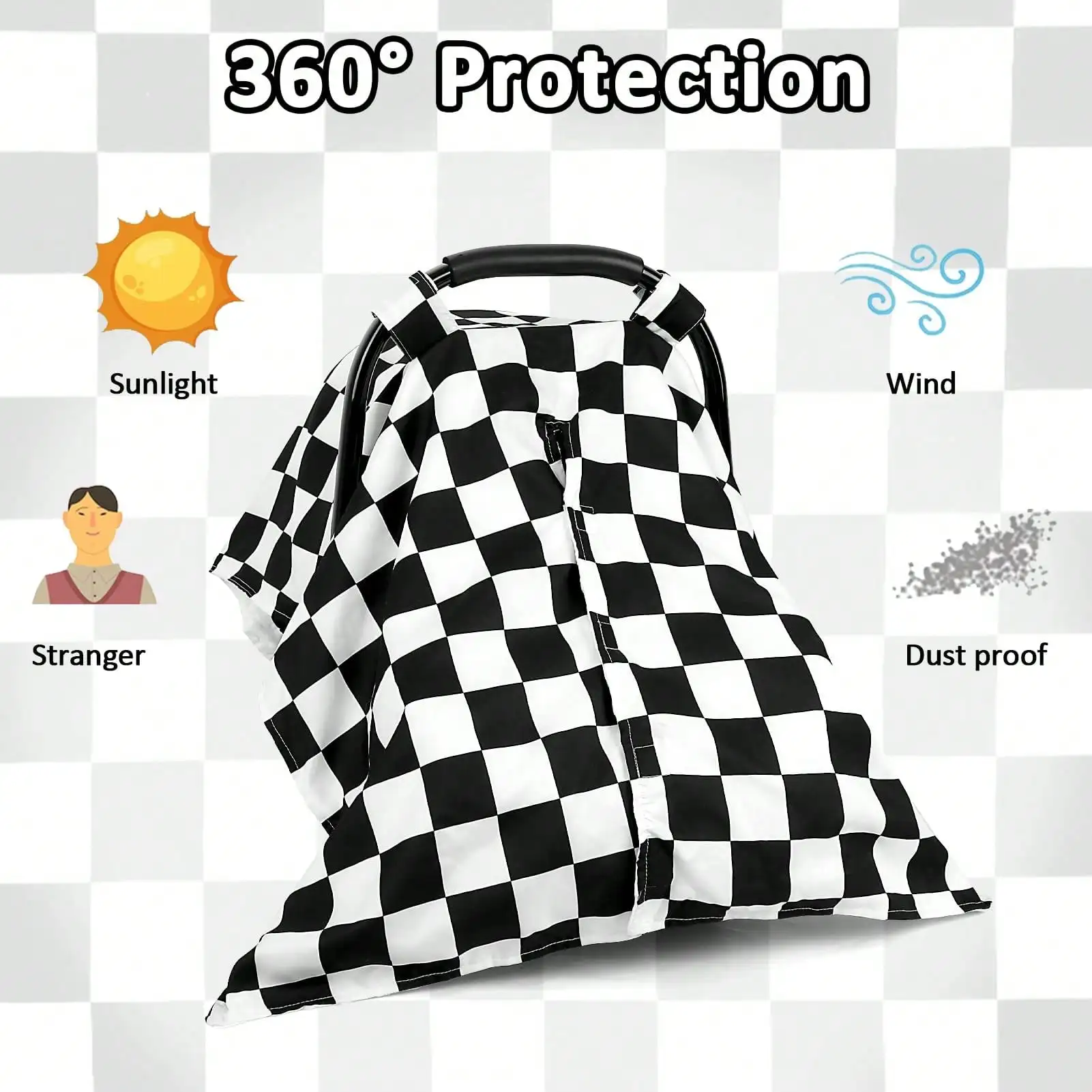 YIYIQCSJ Baby Car Seat Cover, Minky Warm Winter Car Seat Covers For Babies, Peekaboo Opening Infant Car Seat Cover, Nursing Cover Carseat Canopy