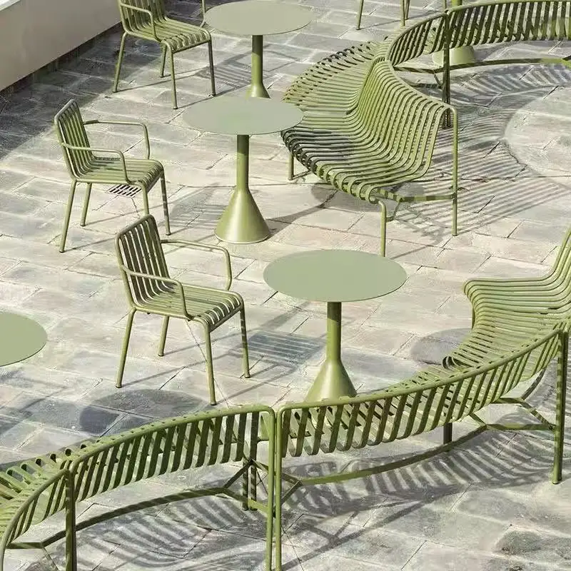 Outdoor villa small table and chair wrought iron table and chair combination milk tea coffee shop open-air courtyard leisure