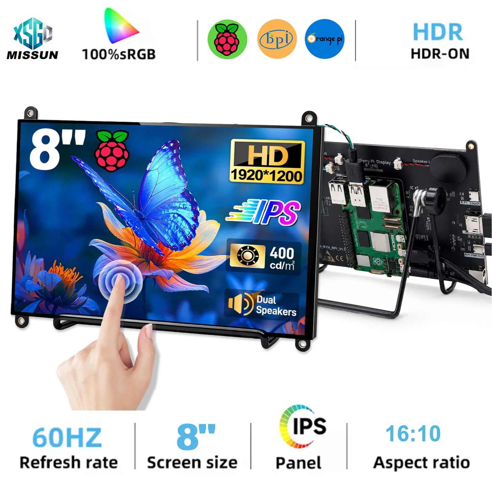【¥5,087】8インチ タッチスクリーンモニター 1920x1200 60Hz 16:10 IPS-アリエク特価アラート