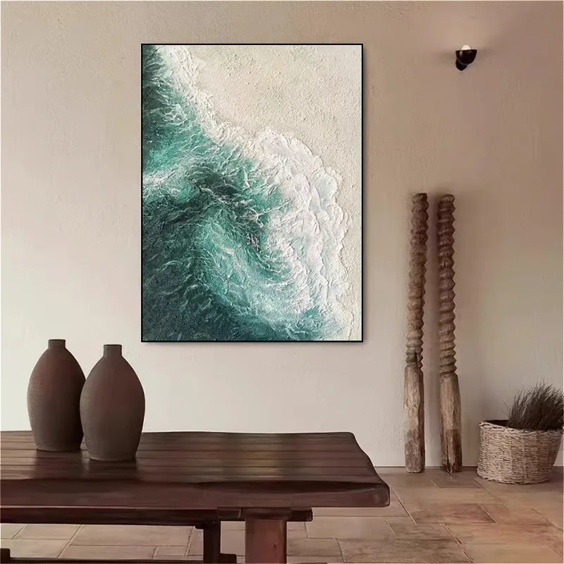 

Frameless Abstract Canvas Wall Art, Seascape Poster, Modern Minimalist Artwork, for Bedroom, Office, Living Room, Home Decor