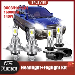 Xenon White LED Headlight H4/9003 High Low Beam+881 Foglamp Compatible For Hyundai Tucson 2005 2006 2007 2008 2009 Replace Kit