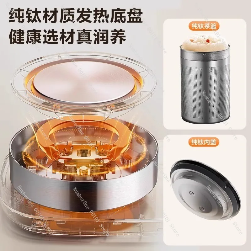 Pure Titanium Multi-Functional Tea Brewing Device,Household and Office Glass Health Bottle,Electric Water Heater for Tea Brewing