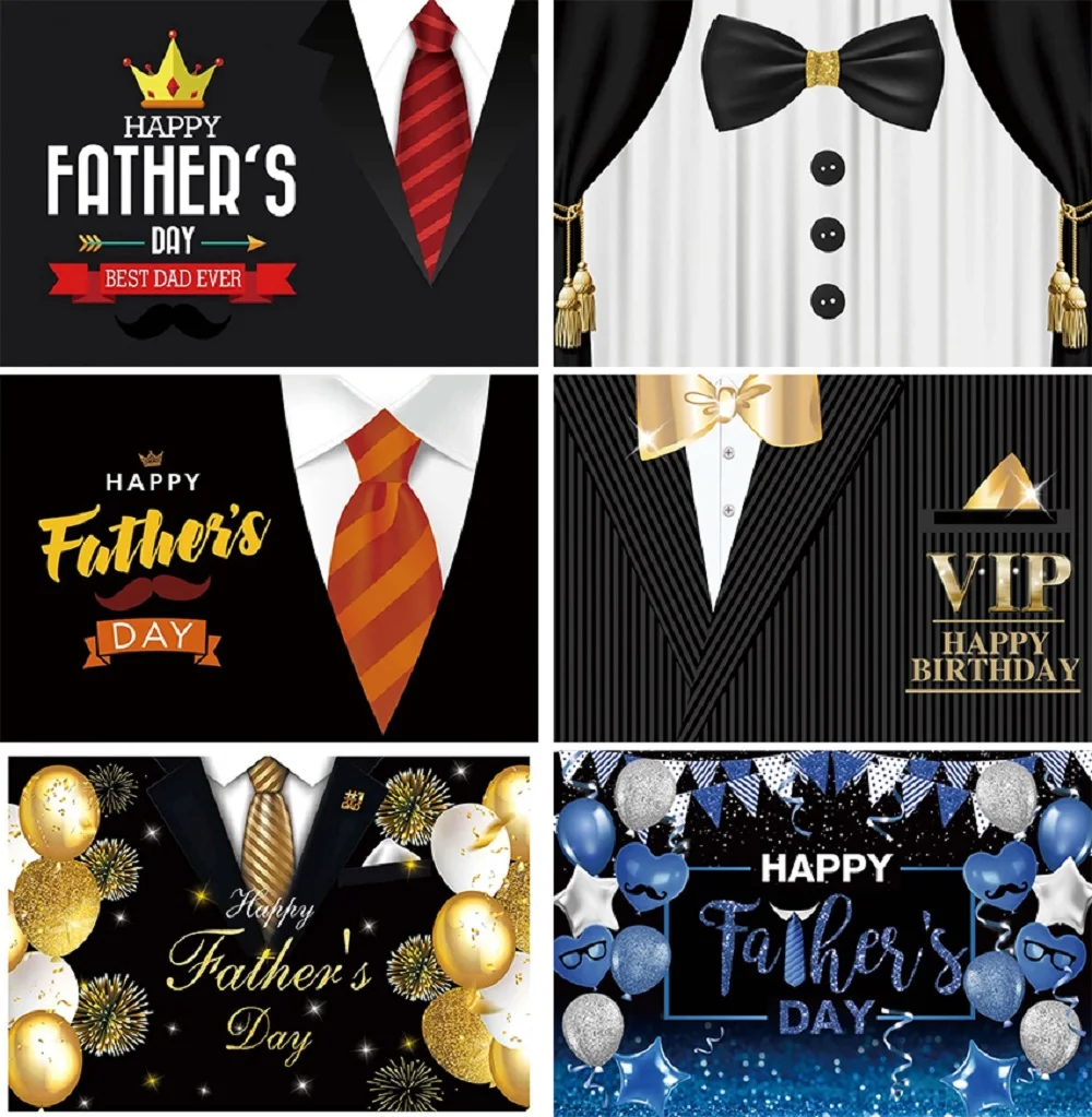 

Happy Fathers Day Photography Backdrop Black Suit Bow Tie Gentleman I Love Dad Background Thank You Daddy Father Festival Decor