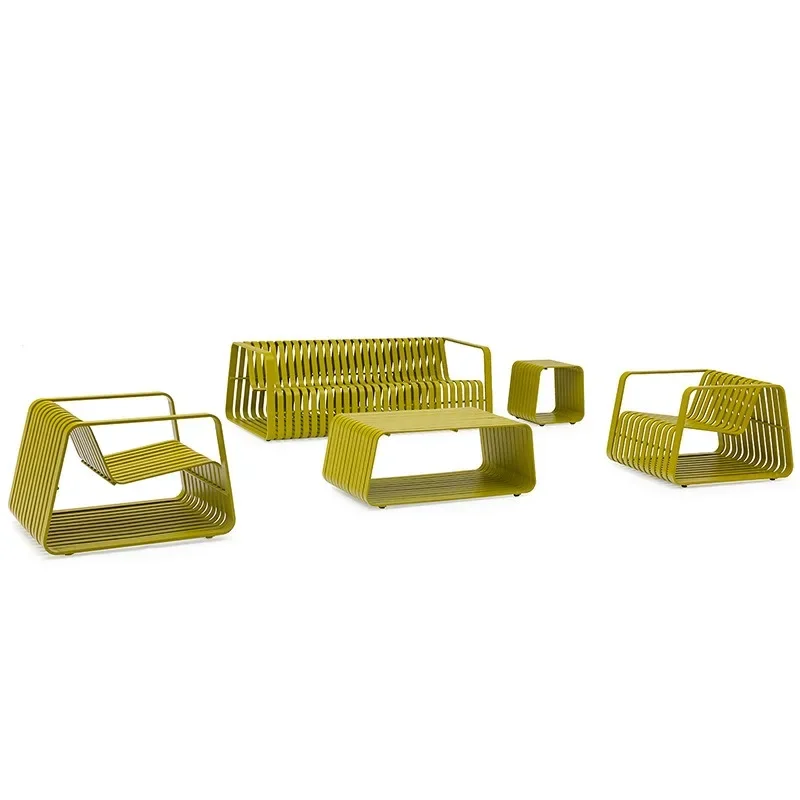 Outdoor aluminum alloy sofa, outdoor courtyard garden stainless steel metal furniture hotel villa terrace leisure sofa