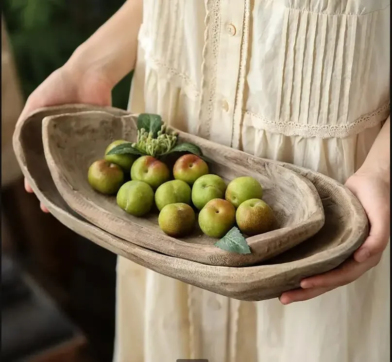 

Деревянная тарелка в форме корабля с фруктами, поднос для конфет, подносы для закусок, десертные тарелки, миска для хранения хлеба