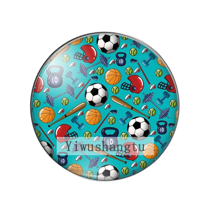 Fashion Sports football art paintings 12mm/18mm/20mm/25mm Round photo glass cabochon demo flat back Making findings