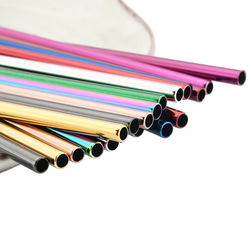 20pcs Stainless Steel Straw Set Straight Curved Drinking Straw Set Juice Milk Tea Straw Bar Party Kitchen Accessories