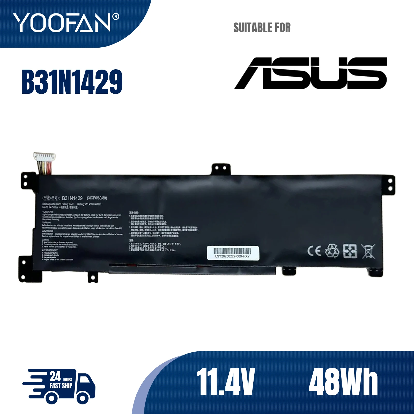 

YOOFAN B31N1429 Laptop Battery For ASUS A501L A501LX A501L A501LB5200 K501U K501UX K501UB K501UW K501LB K501LX K501L 48Wh