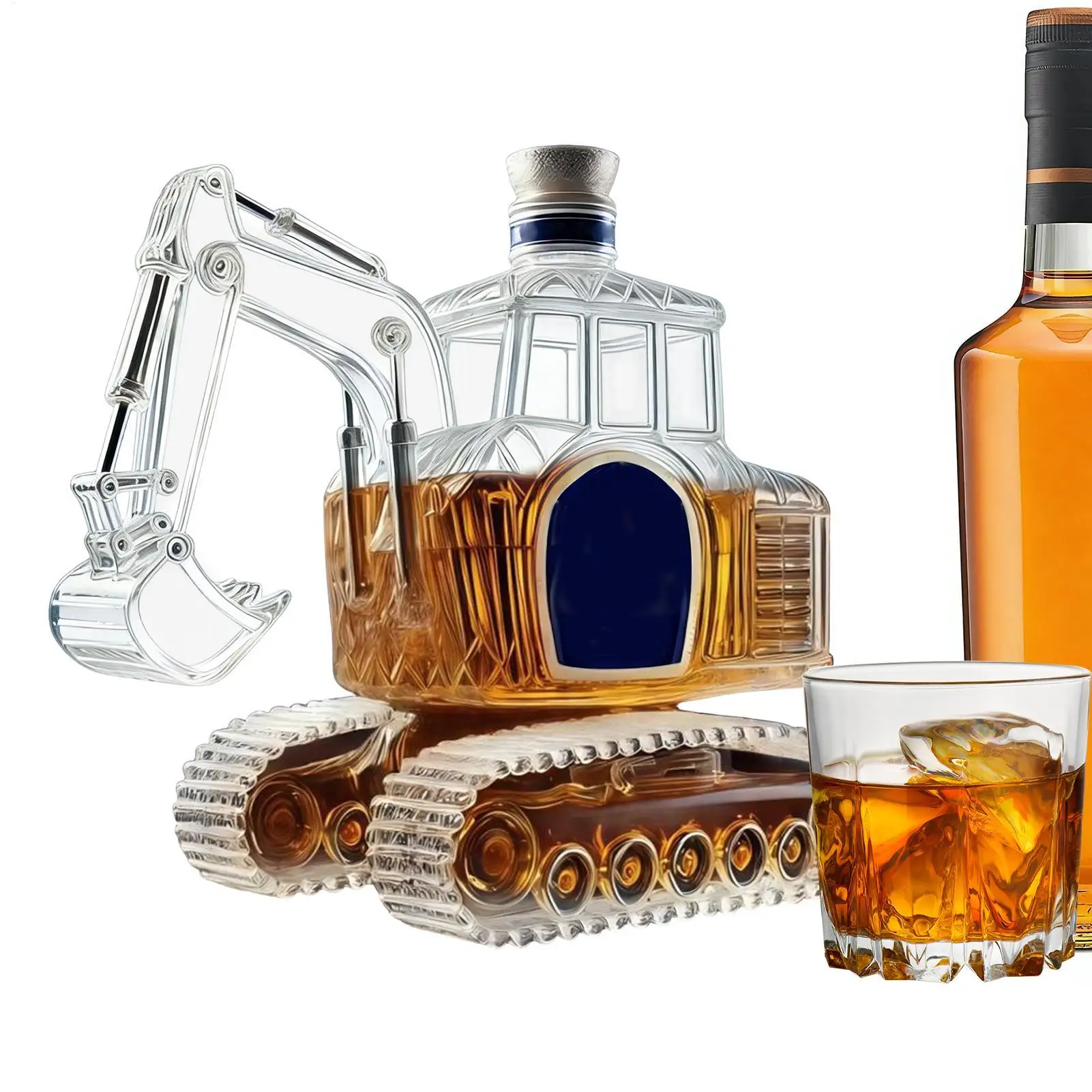 Liquor Decanter Excavator Shaped Glass Bottle Liquor Pourer Exquisite craftsmanship of excavator whiskey glass decanter