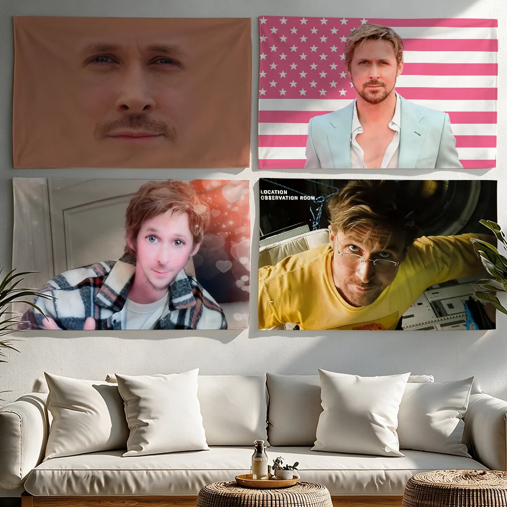 Funny Ryan Gosling Actor flag Tapestries Outdoor Parties Bedrooms Living Rooms Dorm Rooms Wall Decor Banners Gifts