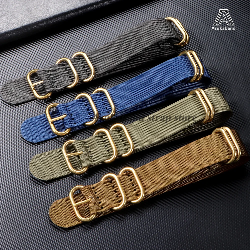 5-ring Buckle Nylon High Density Watch Band 18/20/22/24mm Straps Woven Canvas Bracelets Sport Wristbands Resistant Durable Belt