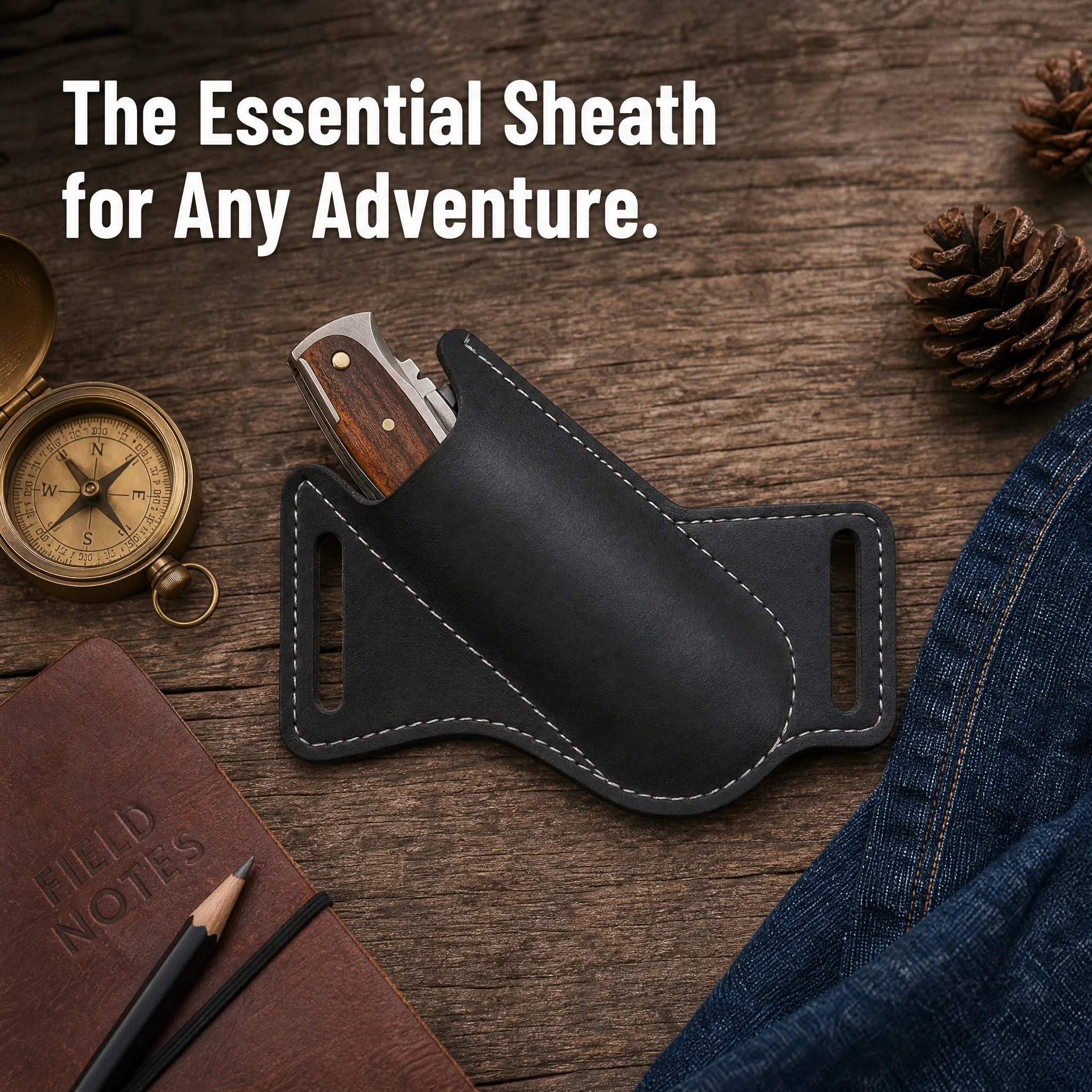 1PCS Black/Brown Anti-scratch Storage Sheath Folding Flick Knife Waist Belt Clip Holder Pocket Knives Pack Tools for Camping