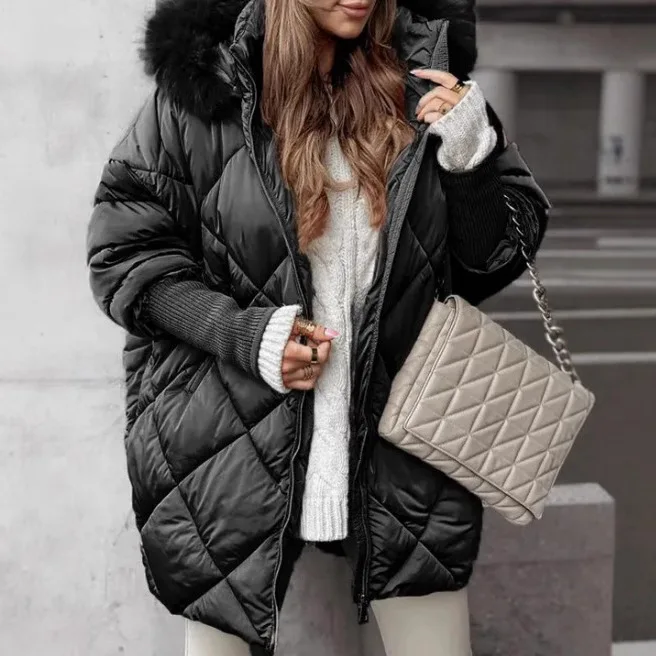 New European and American Cross-border Women's Clothing Explosive Temperament Winter Hooded Clothes Cardigan Jacket