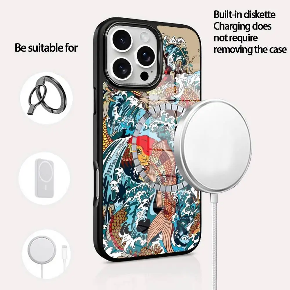 

Yakuza Dragon Tattoo Phone Case For IPhone 16 15 14 13 12 11 Pro Max Plus Mini Magsafe Mirror Wireless Magnetic Cover