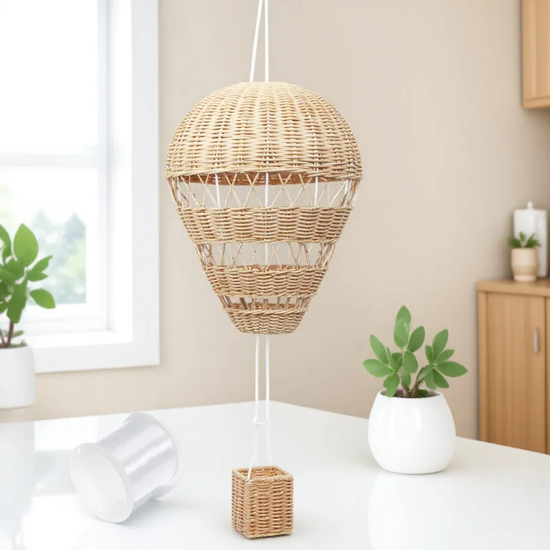 

1Pcs Rattan Woven Hot Air Balloon Hanging Ornament Home Preschool Kid Room Photo Prop Wall Decor Rattan Woven Pendant