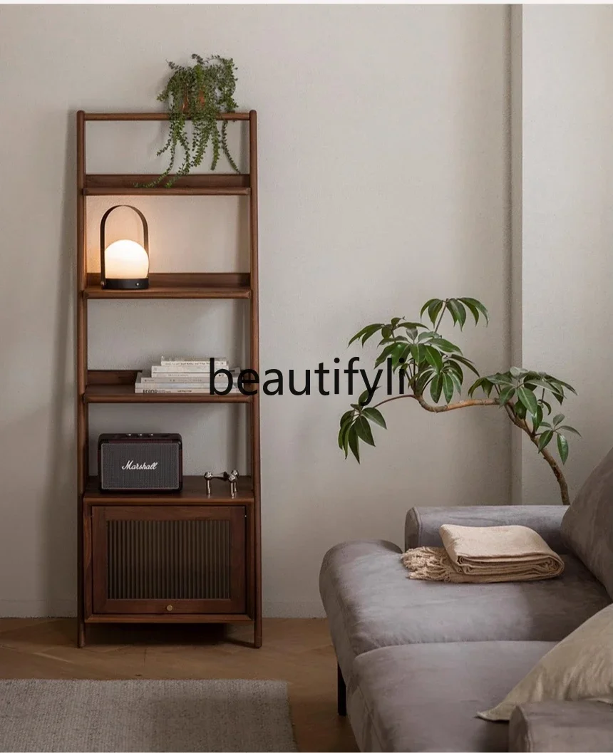 

Solid wood bookshelf Nordic bedroom bookcase Living room storage multi-layer Japanese storage TV side cabinet8076