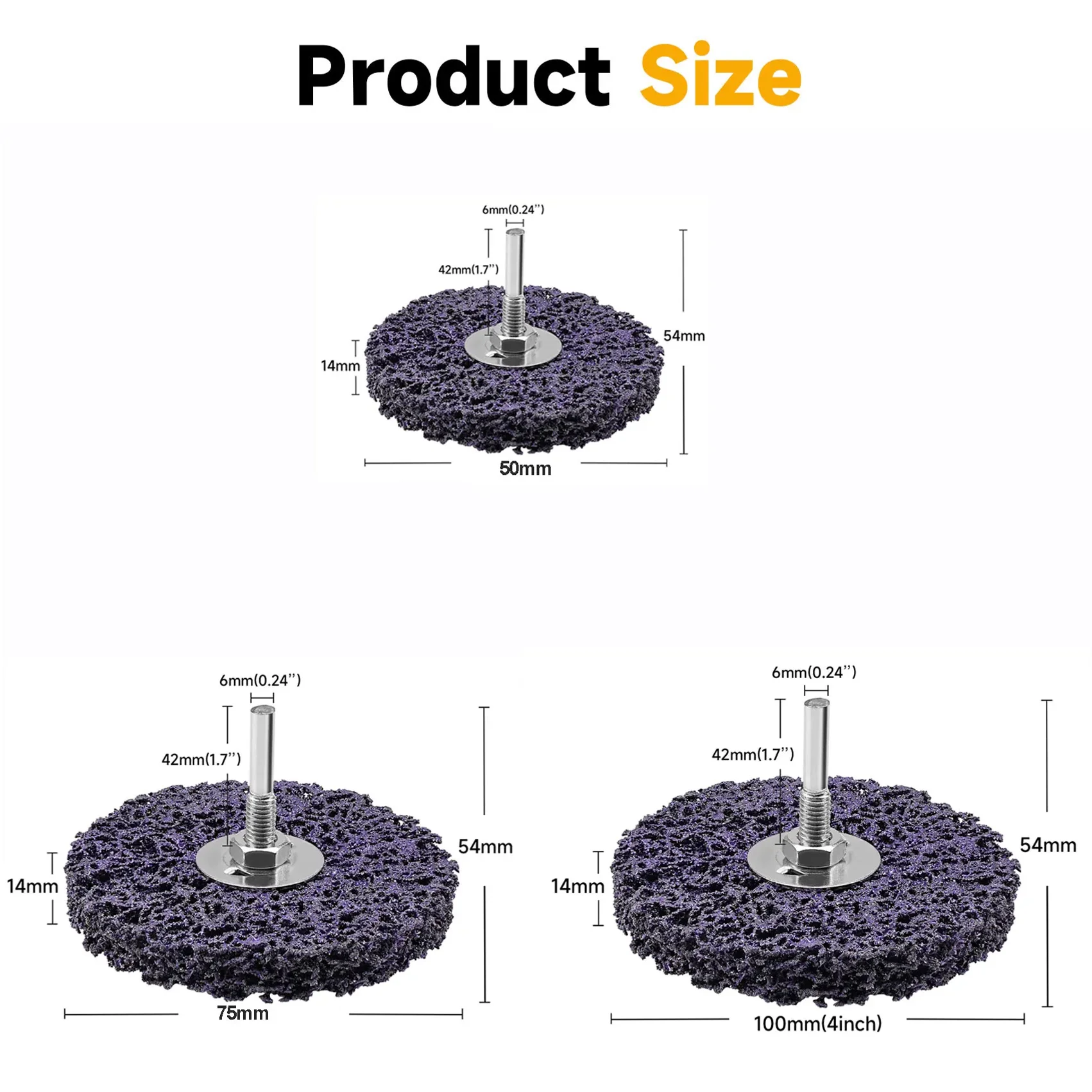 50/75/100mm Coral Stripe Disc 6mm Shank Cleaning Strip Wheel  Drill Rotating Grinding Tool for Metal Rust Removal Deburring 1Pc