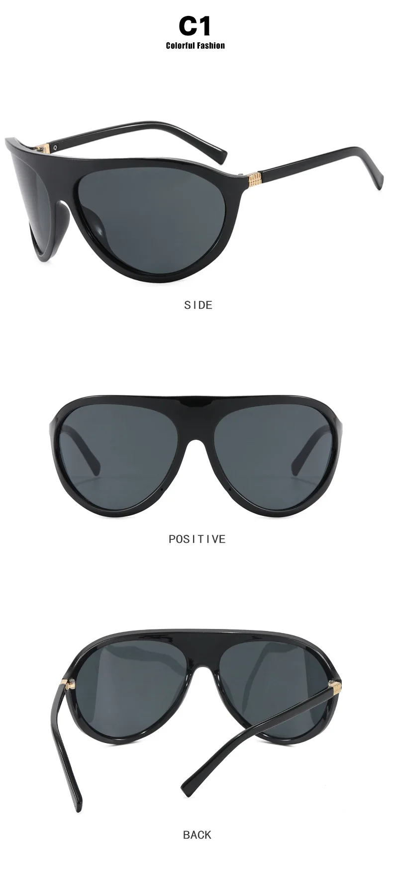 Neue Modemarke: Shield-Sonnenbrille für Damen, Vintage-Bogenrahmen, Übergroße Quadratische Sonnenbrille, Sexy Farbverlauf-Gläser für Damen zum Autofahren – Detail 7