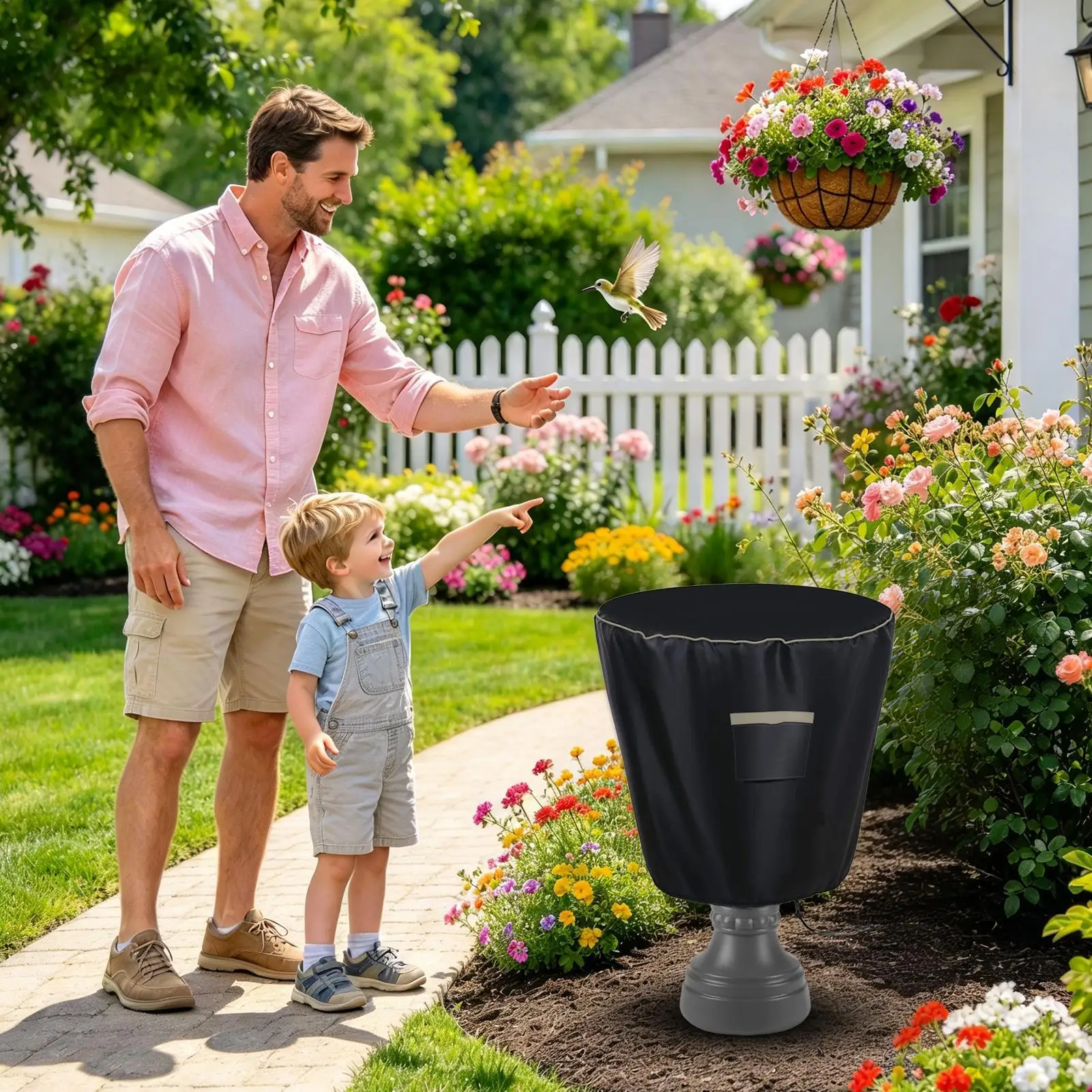 Bird Bath Cover Windproof 400D Oxford Cloth Drawstring Protector Bird Bath Fountain Cover For Patio Courtyard Park Lawn