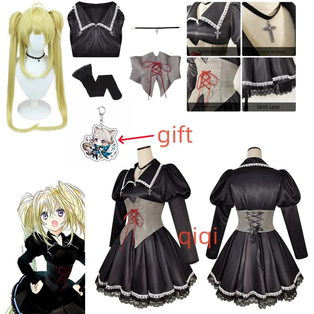 

Anime Shugo Chara Tsukiyomi Utau Cosplay Costume Wig Black Evening Dress Lolita Adult Woman Sexy Carnival Christmas Suit