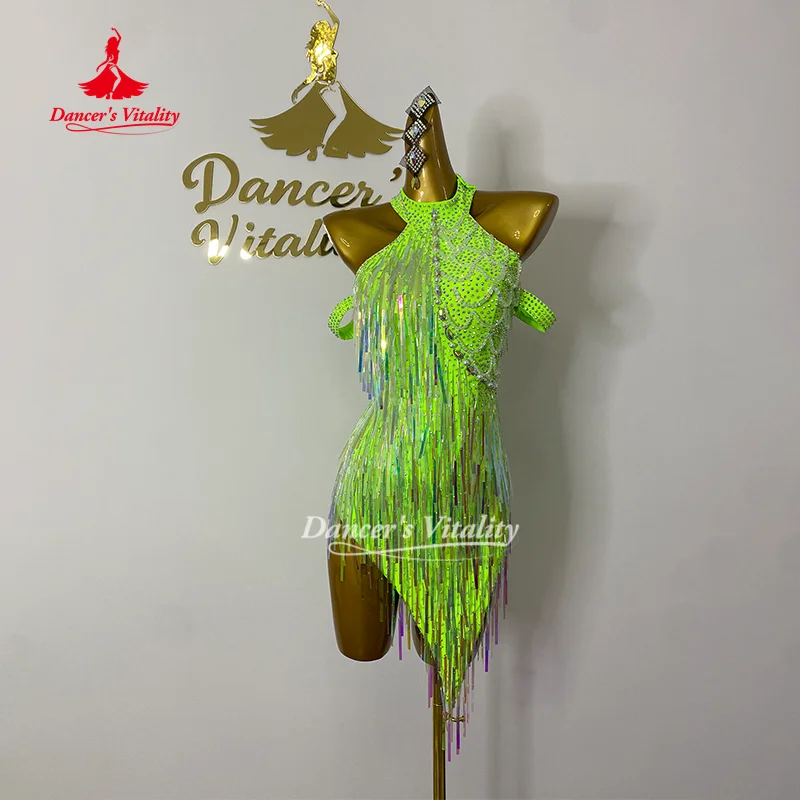 Vêtements de concours de danse latine pour adultes et enfants, Costumes de spectacle personnalisés Cha Cha Samba Rumba, vitalité du danseur
