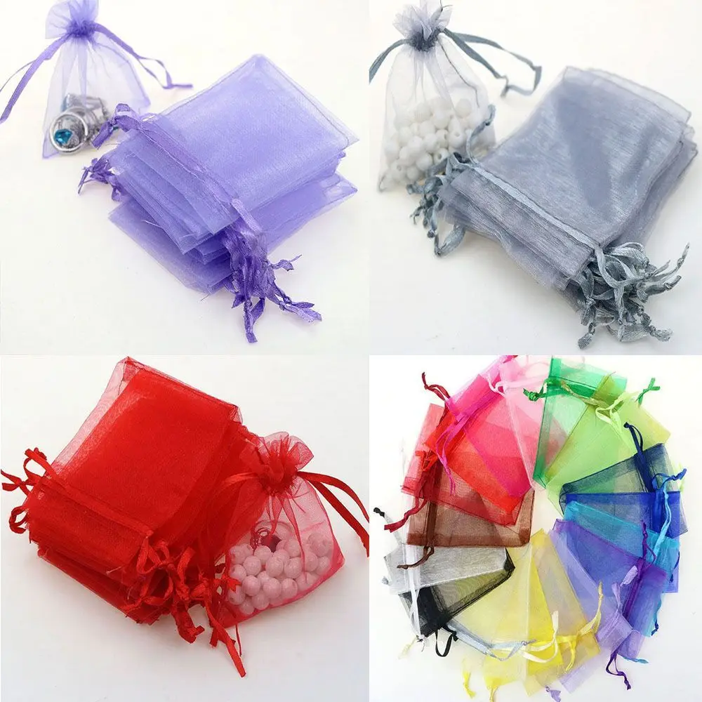 50 Uds. Bolsas de regalo de recuerdo de boda de Navidad bolsas de embalaje bolsas de dulces Organza