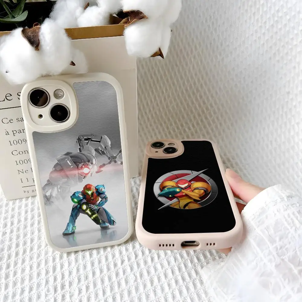 Game M-Metroid Phone Case For Iphone 15 14 12 13 Pro Max 11 Mini X Xr Xs 7 8 Puls Lambskin Silicone Cover