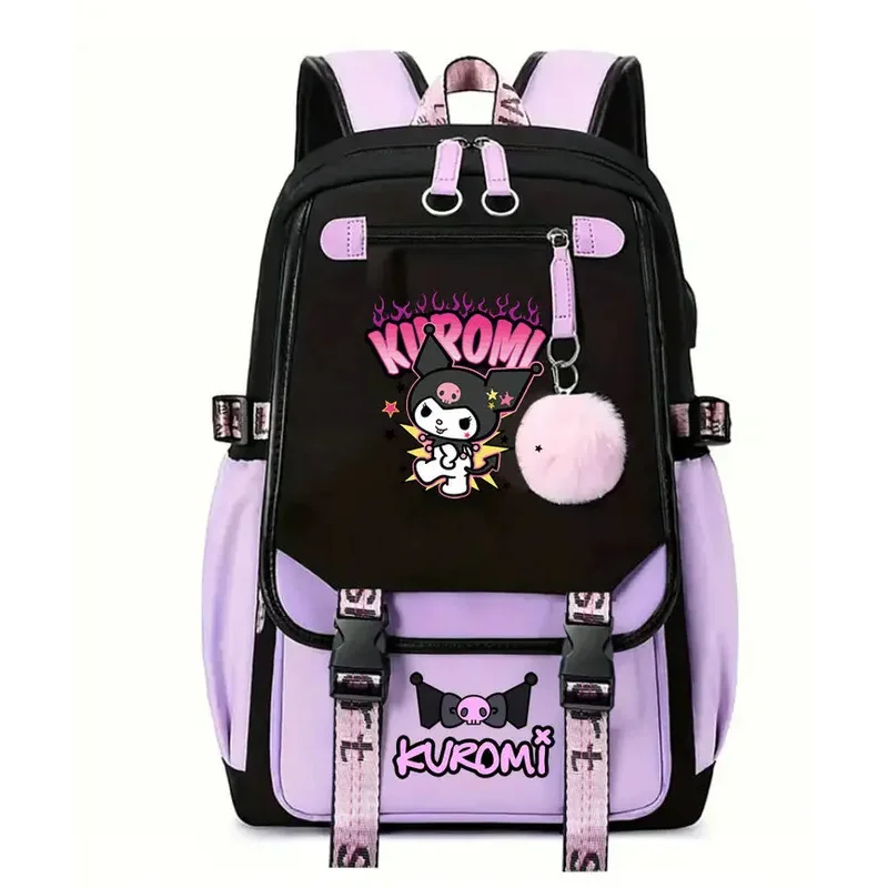 

MINISO Kuromi Backpack for Girl Anime School Bag for Teenager Canvas Laptop Back Pack Women Rucksack Cartoon Anime Backpack