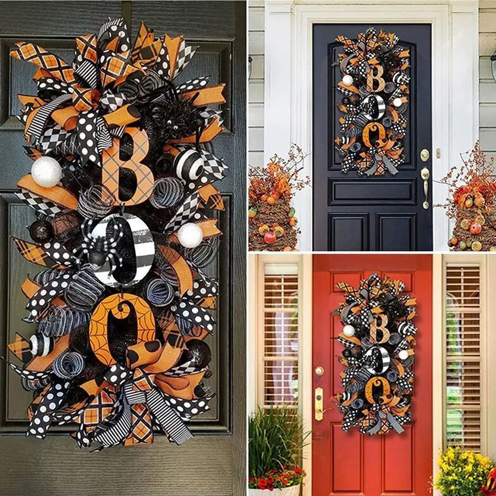 Halloween Wreath Thrilling Pumpkin Wreath Door Number Courtyard Decoration Pendant Halloween Home Party Decor Supplies