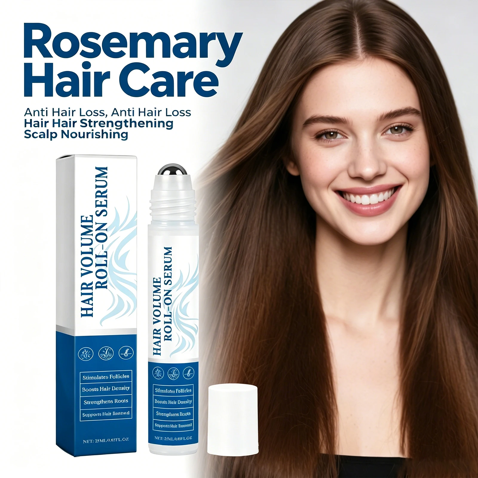 Rosemary Hair Care Roller Serum Nourish Scalp Strengthen Roots Anti Itch Anti Dandruff Reduce Hair Loss Shine Hydrate No Rinse