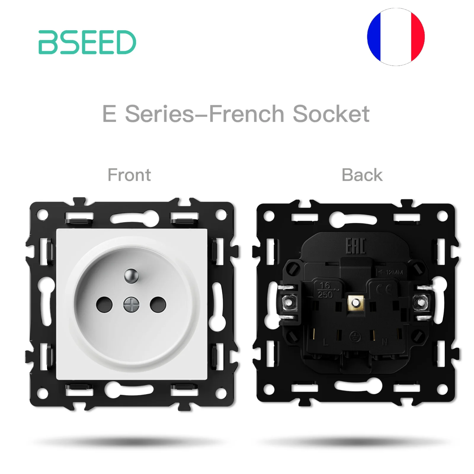 Bseed E-Serie 86mm DIY-Module EU FR Typ-C USB-Buchse Dimmer Geschwindigkeitsregler Vorhangschalter ST TV RJ56 CAT6 Kabelausgang Lochteil