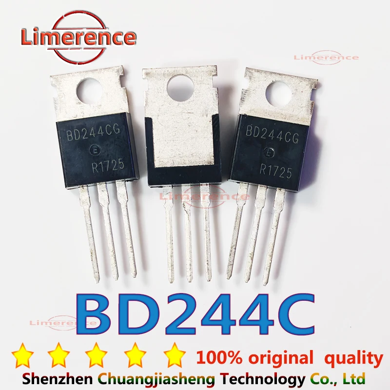 10PCS BD244C TO-220 BD244 Bipolar junction transistor (BJT) PNP Epitaxial Sil New Original