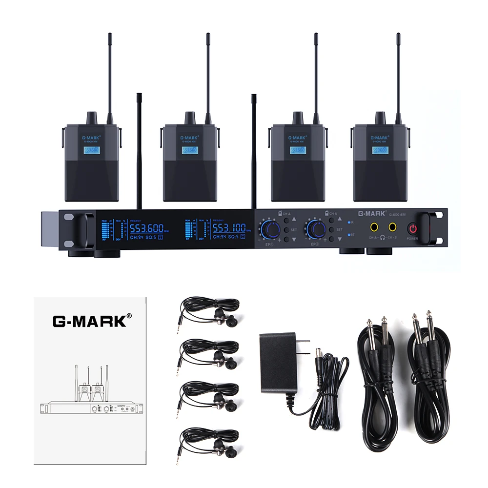 G-MARK G4000 Wireless In Ear Monitor Mono UHF Stage Monitoring Frequency Selectable For Singer Guitar Studio Band Performance DJ