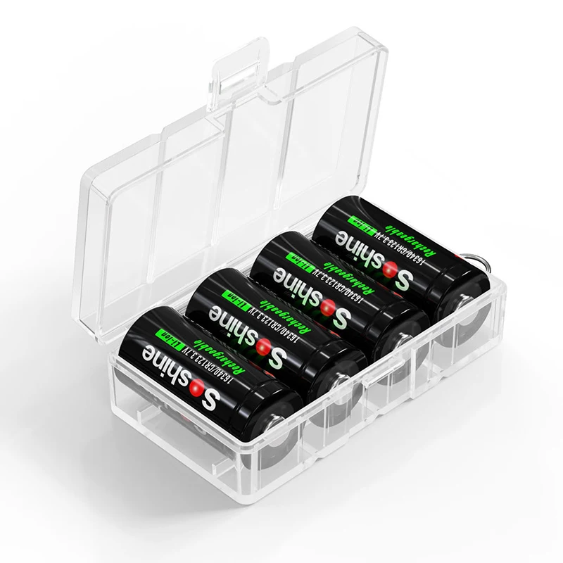 2 Slots CR123 16340 Battery Storage Boxes Transparent Hard Plastic For 18350 26650 16340 CR123A CR2 Battery Holder Container Box