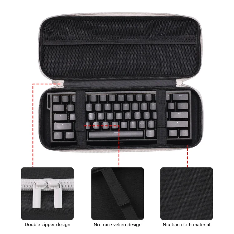Chosfox Tragbare Tastatur-Aufbewahrungstasche, große Kapazität, mechanische Tastaturtasche, 60/61/64, verdickter Stoff, wasserdichte Schutztasche – Detail 5