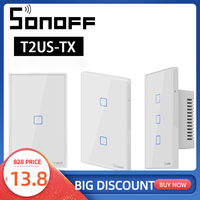 Sonoff T2 Work With Google Home Alexa US Smart WiFi RF Remote Control Wall Light Switch Panel Wall Touch Light Switch 1/2/3Gang