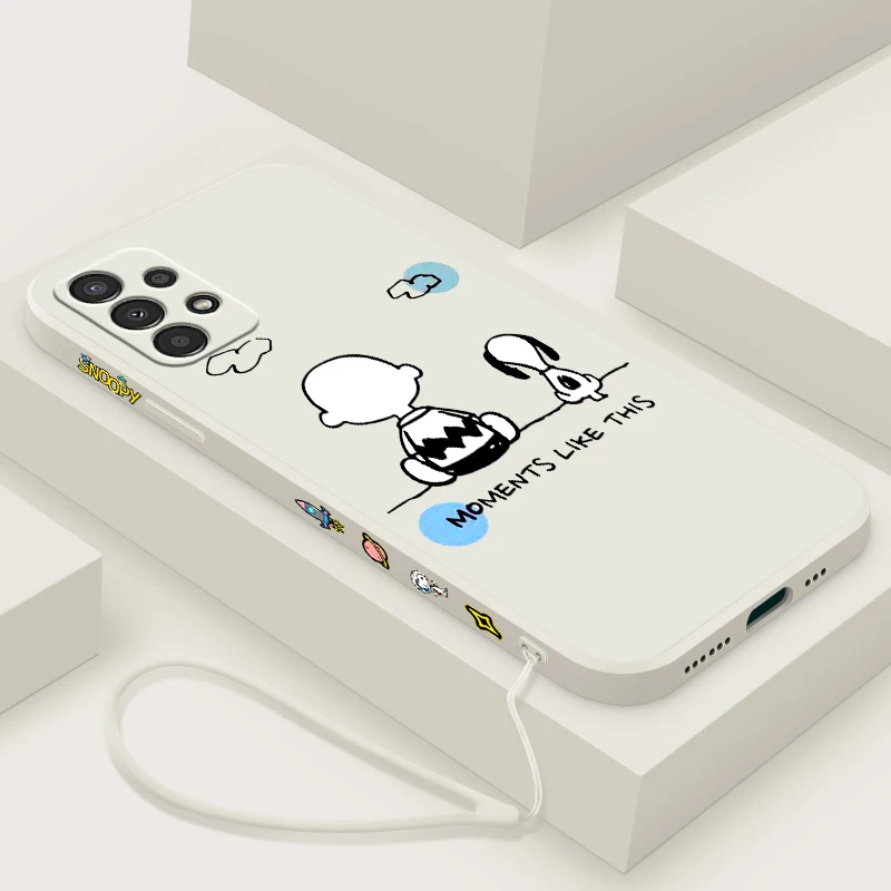 Cartoon Kawaii S-Snoopy For Samsung A91 A81 A71 A51 A41 A31 A21S A11 A05 A04 A03S A02S A01 Liquid Left Rope Phone Case