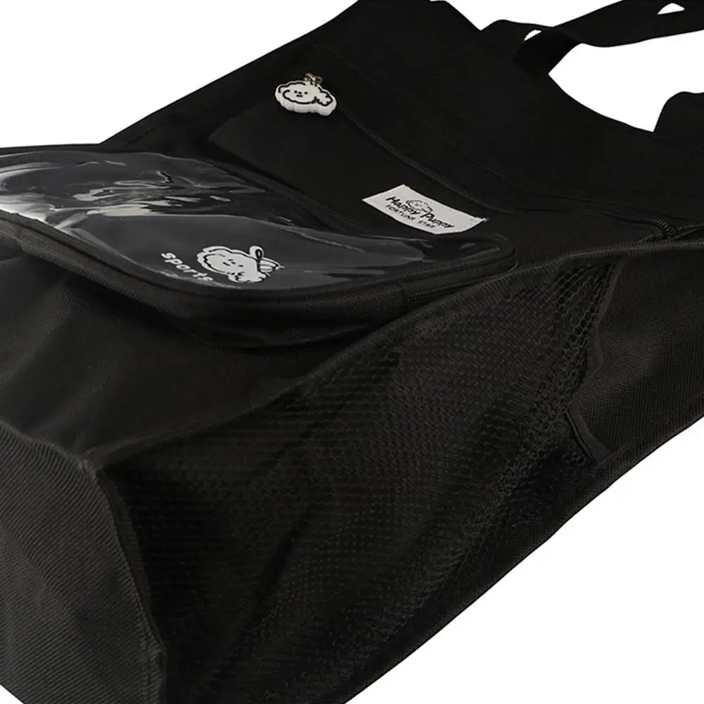 Canvas Student Tote Bag Multi-pocket Large Capacity Hand-held School Bag Cute Transparent Canvas Storage Handbag Students