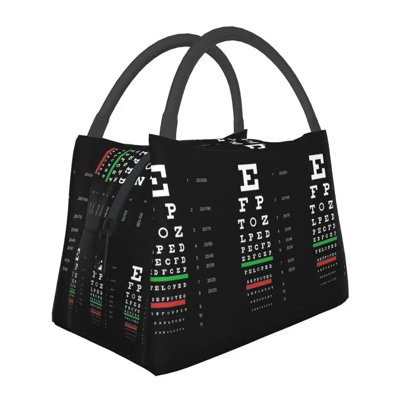 

Eye Test Snellen Chart Thermal Insulated Lunch Bag Women Optometrist Optician Resuable Lunch Box for Work Picnic Food Bags